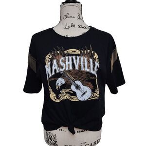 🦅🎸 Nashville Country Music Cowgirl Fringe Tie Concert T-shirt Tee Top M NWT
